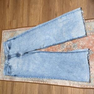 JOE'S Light Wash Distressed 'Mia' High Rise Denim Wide Leg Jeans